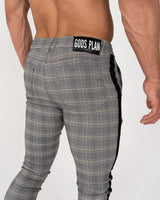 Super Stretch Skinny Check Trousers - Grey/Black - Gods Plan Clothing