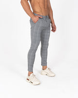 Super Stretch Skinny Check Trousers - Grey - Gods Plan Clothing