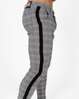 Super Stretch Skinny Check Trousers - Grey/Black - Gods Plan Clothing