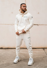 Gods Plan Slim Fit Hoodie - Off White/Bottle Green - Gods Plan Clothing