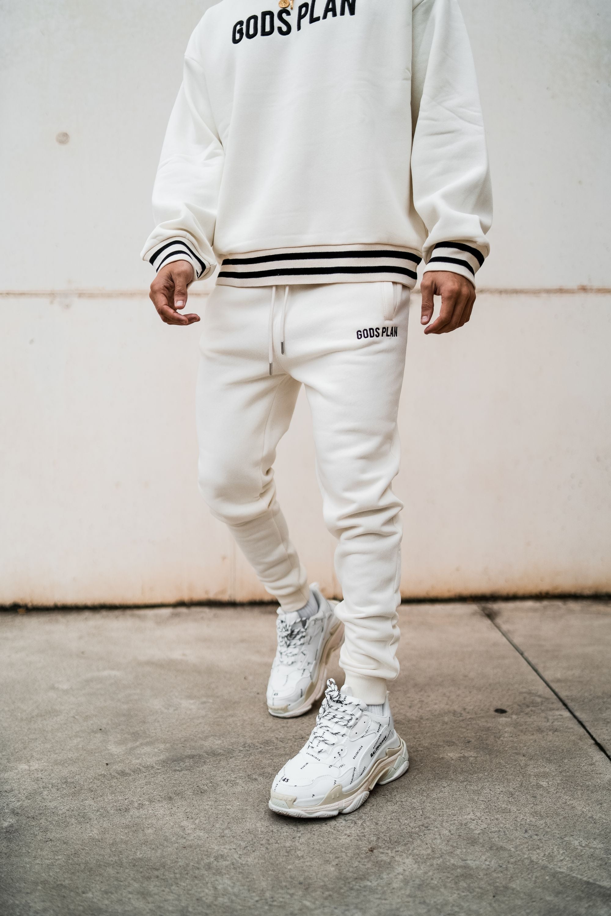 Gods Plan Slim Fit Joggers Off White Gods Plan Clothing Gods Plan
