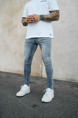 Light Washed Sand Blue Spray On Jeans - Non Ripped - Gods Plan Clothing