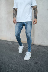 Washed Blue Spray On Jeans - Non Ripped - Gods Plan Clothing