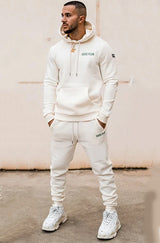 Gods Plan Slim Fit Hoodie - Off White/Bottle Green - Gods Plan Clothing