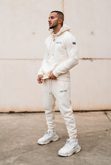 Gods Plan Slim Fit Hoodie - Off White/Bottle Green - Gods Plan Clothing