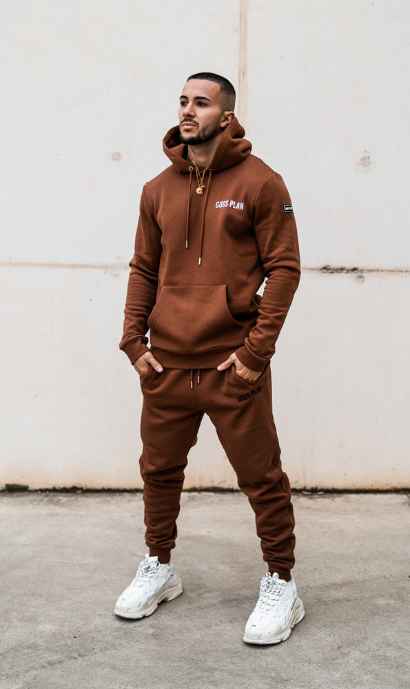 Gods Plan Slim Fit Hoodie - Brown/White - Gods Plan Clothing