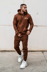 Gods Plan Slim Fit Hoodie - Brown/White - Gods Plan Clothing