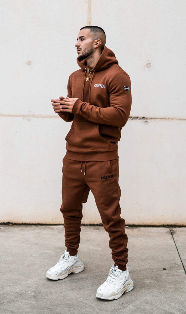 Gods Plan Slim Fit Hoodie - Brown/White - Gods Plan Clothing