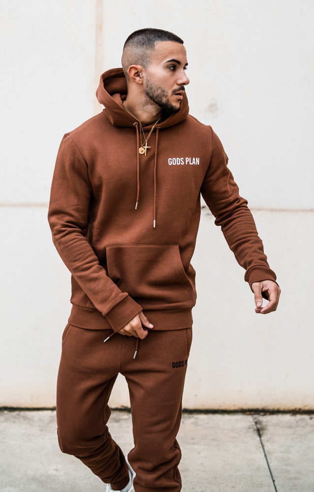 Gods Plan Slim Fit Hoodie - Brown/White - Gods Plan Clothing