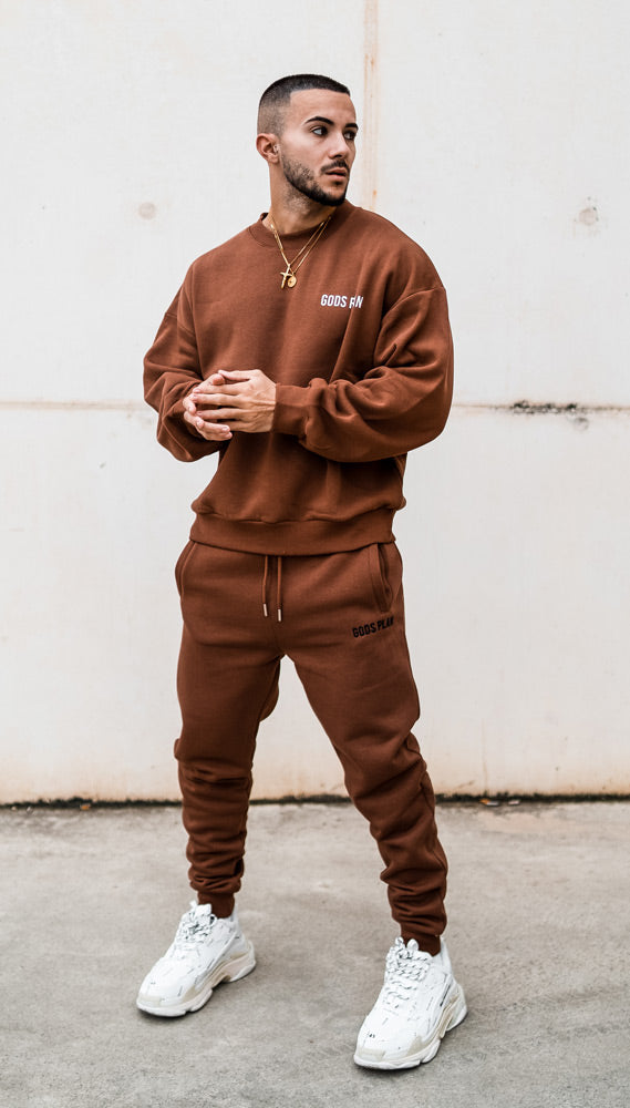 Gods Plan Relaxed Fit Sweatshirt - Brown/White - Gods Plan Clothing