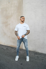 Light Washed Sand Blue Spray On Jeans - Non Ripped - Gods Plan Clothing