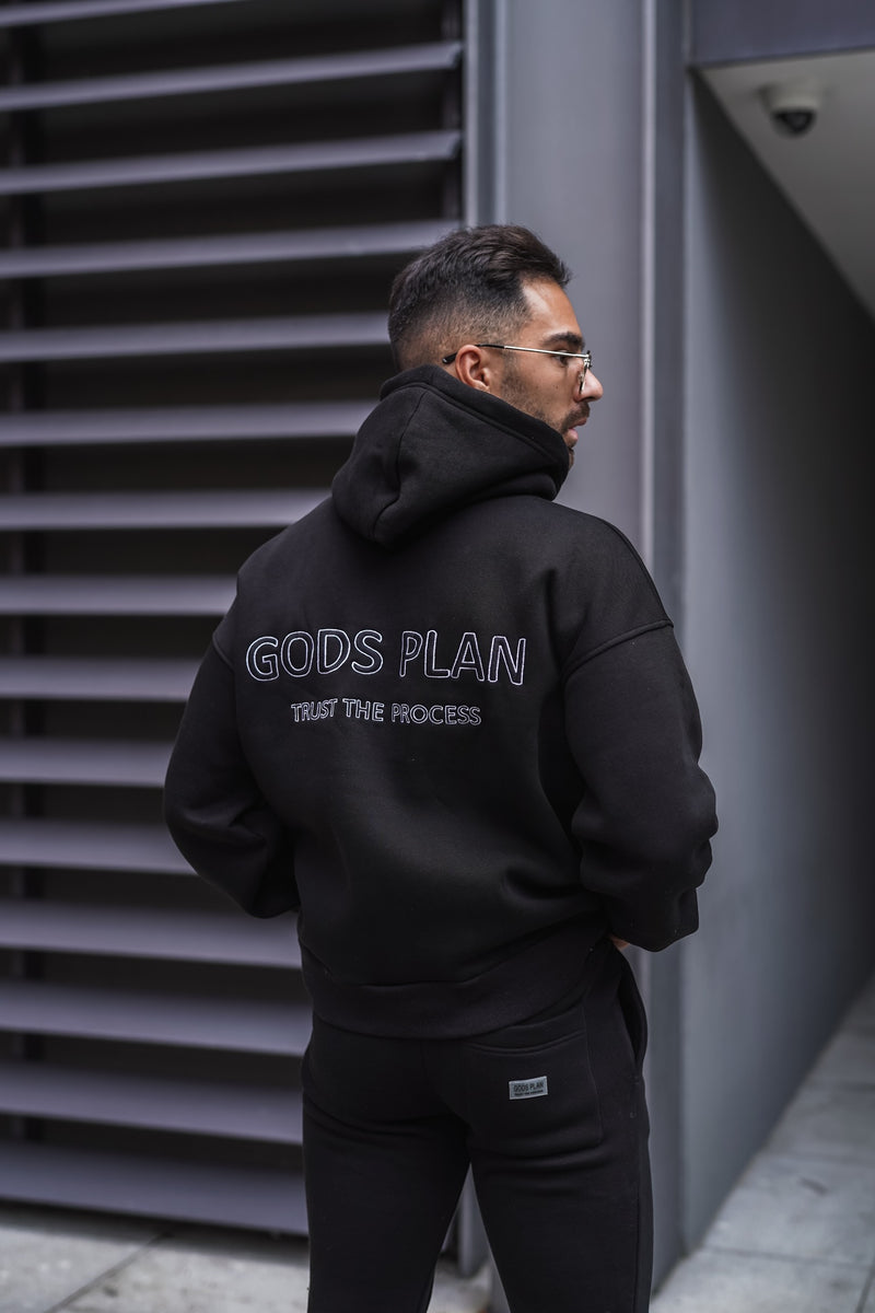 Trust The Process Oversized Hoodie - Black - Gods Plan Clothing