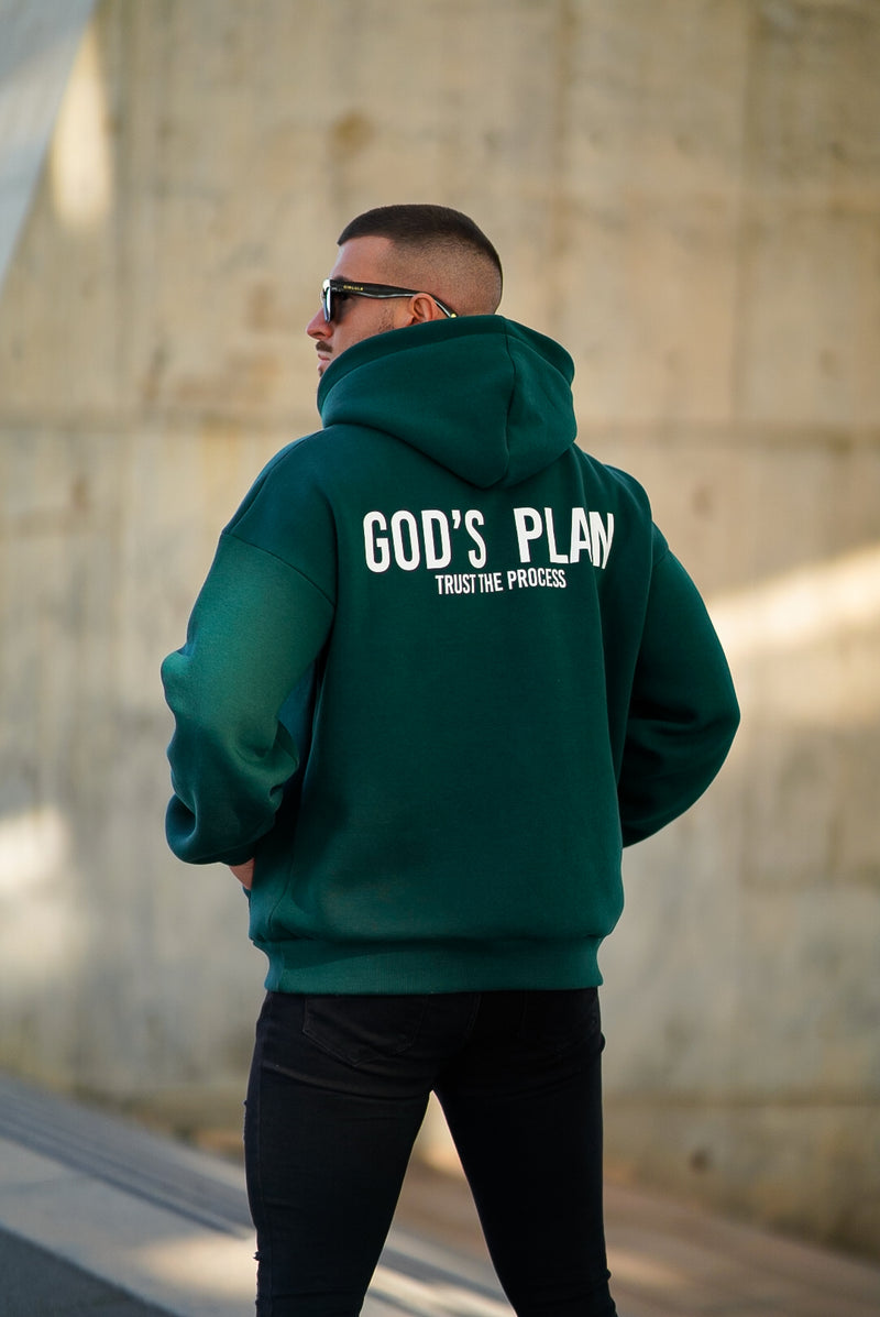 Trust The Process Oversized Hoodie - Forest Green