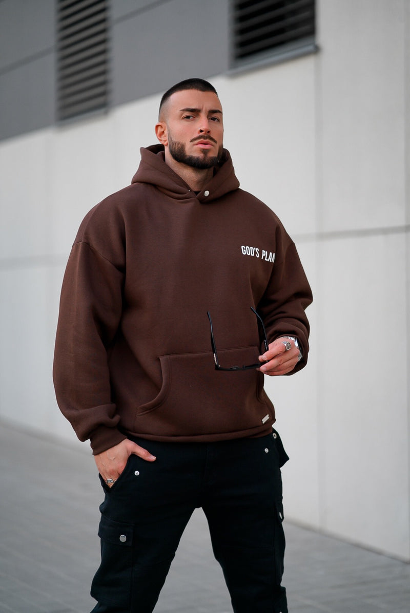 Trust The Process Oversized Hoodie - Brown