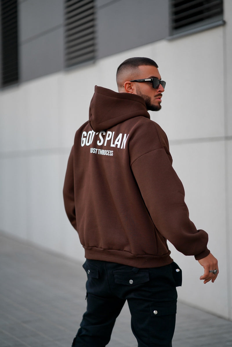 Trust The Process Oversized Hoodie - Brown