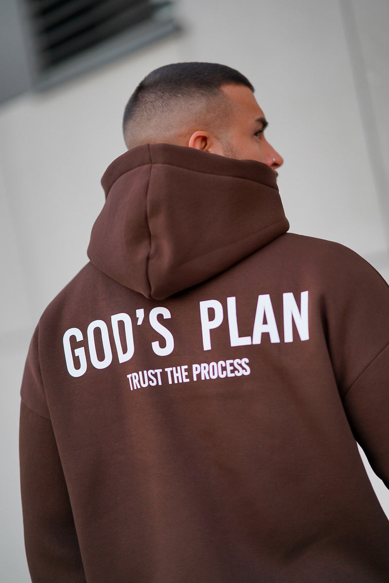 Trust The Process Oversized Hoodie - Brown